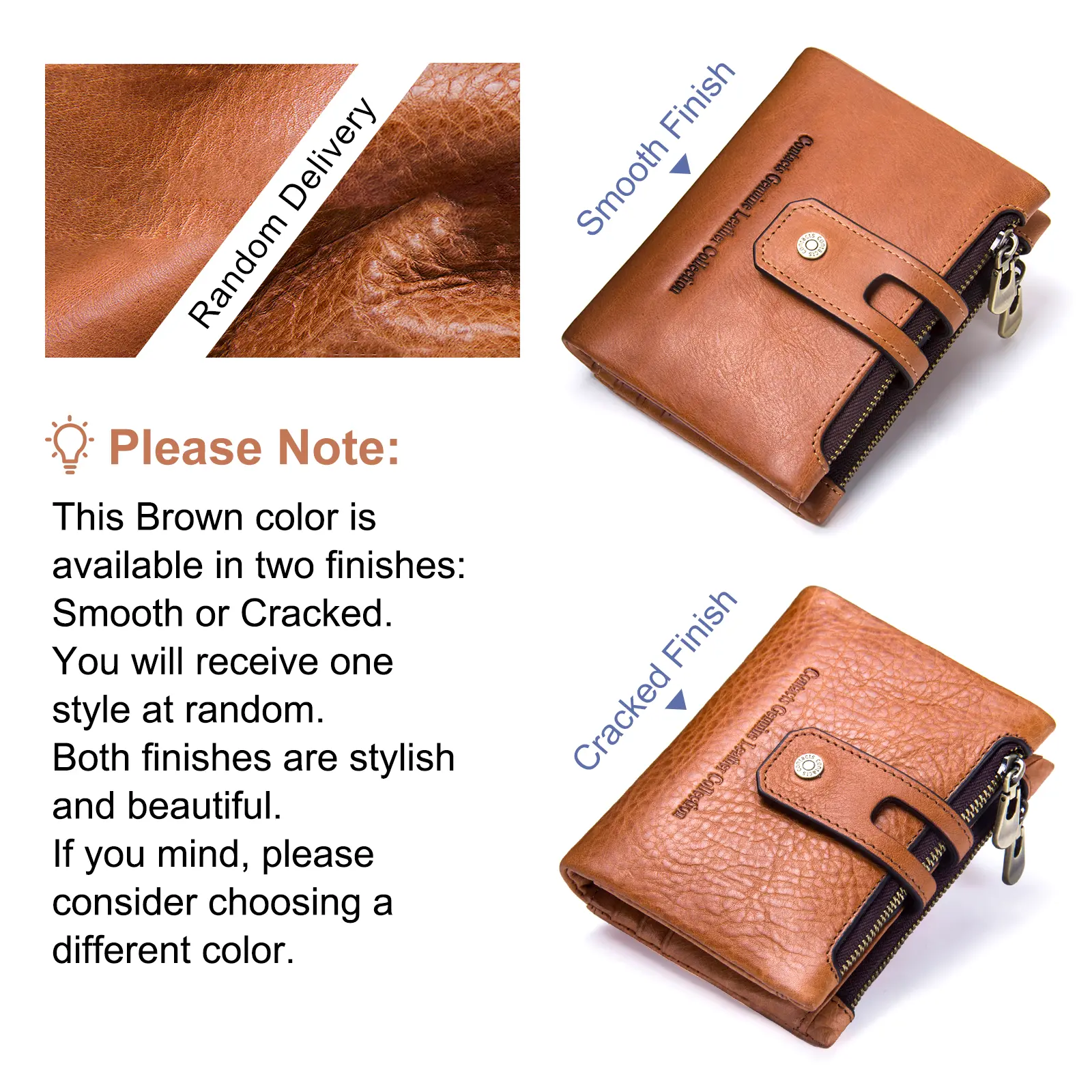 CONTACT'S Genuine Leather Short Wallets for Men High Qualiy RFID Card Holder Money Clip Zipper Coin Purses Men's Bag Handbag