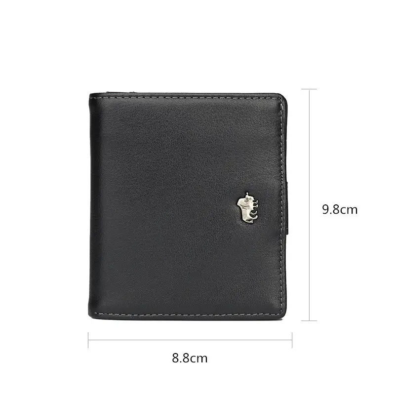 Short Wallets Men's Genuine Leather Purse RFID Blocking Mini Wallet Card Holder Small Men Zipper Coin Pocket W9317 Free Shipping