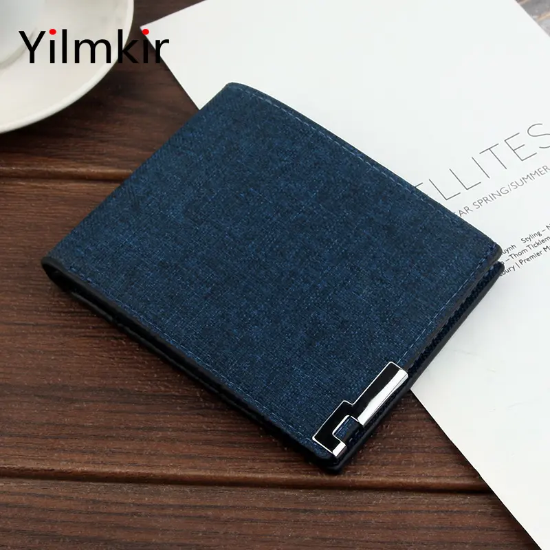 Men's Multifunctional Canvas Wallet Leisure Travel Lightweight Portable Short Style All Match Male Credit Card Holder Coin Purse
