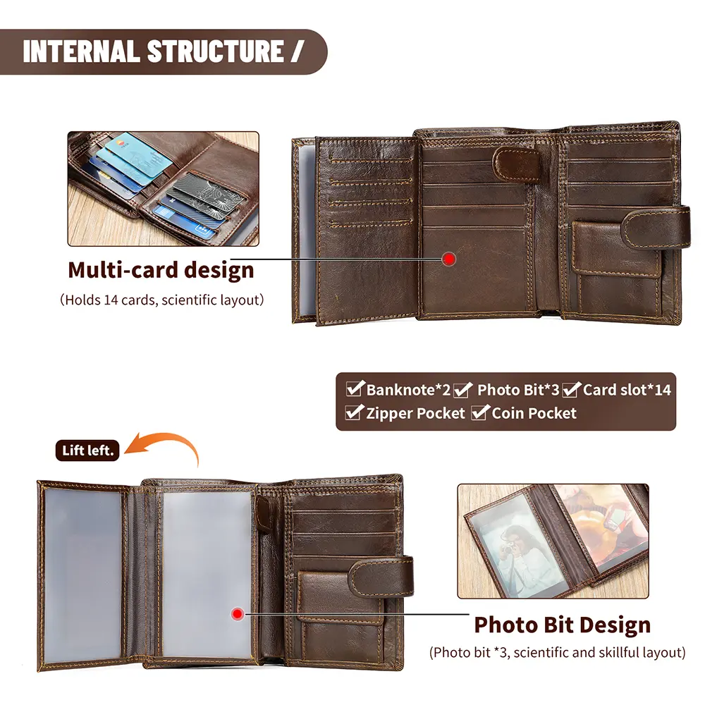 WESTAL Leather Men's Wallet Wallet Trend Multi-Functional First Layer Cowhide Premium Passport Wallet