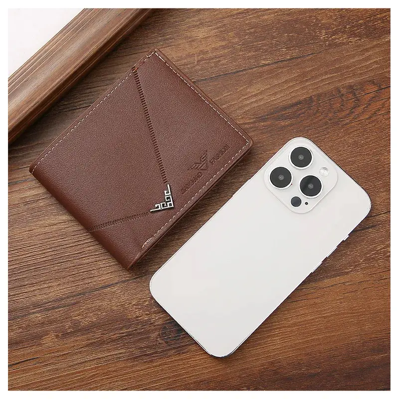 Fashionable and casual men's leather clip, credit card with wallet, thin wallet for business people, foldable wallet