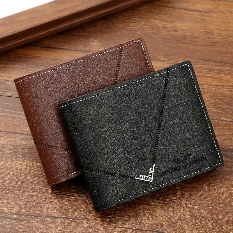 Fashionable and casual men's leather clip, credit card with wallet, thin wallet for business people, foldable wallet