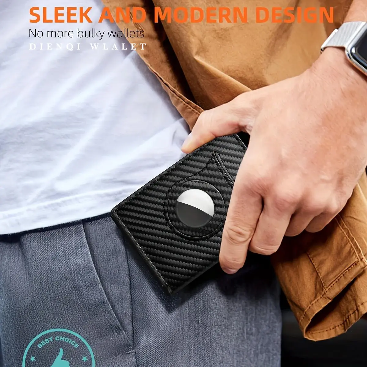Rfid Credit Card Holder Men Wallets For Apple Airtag Carbon Fiber Cardholder Coin Purse Small Minimalist Wallets For Air Tag
