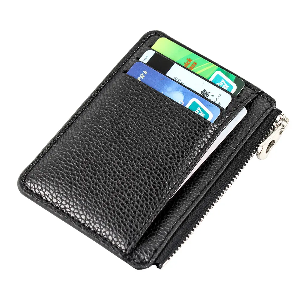 Men's Slim PU Leather Wallet Male Card Holder Mini Zipper Coin Purse Luxury Brand Designer Small Minimalist Wallet for Men