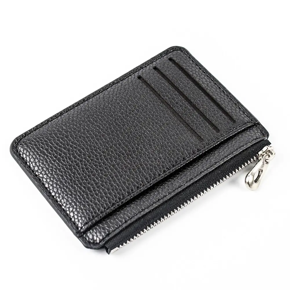 Men's Slim PU Leather Wallet Male Card Holder Mini Zipper Coin Purse Luxury Brand Designer Small Minimalist Wallet for Men