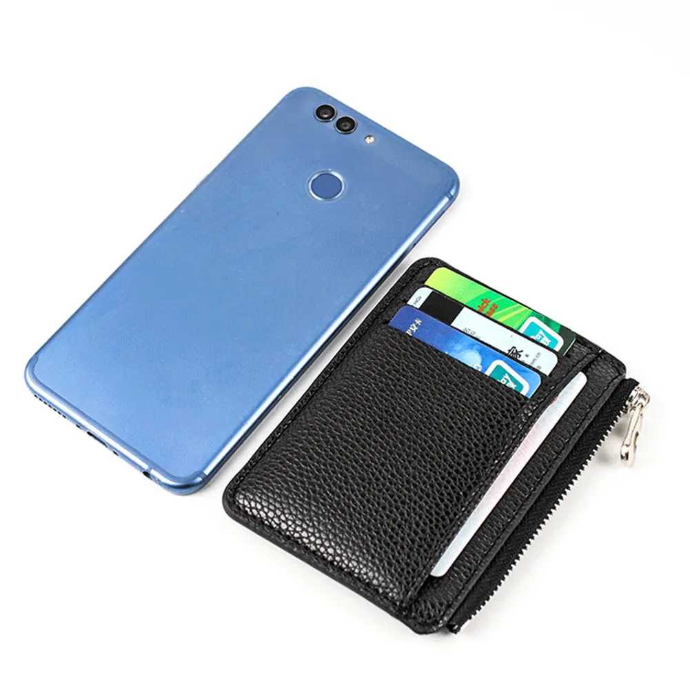 Men's Slim PU Leather Wallet Male Card Holder Mini Zipper Coin Purse Luxury Brand Designer Small Minimalist Wallet for Men
