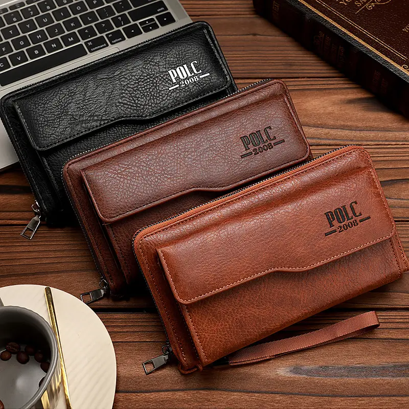 NEW Men's Wallet PU Leather Large Capacity Long Wallet for men Portable Card Holder High Quality Phone Coin Storage Handbag