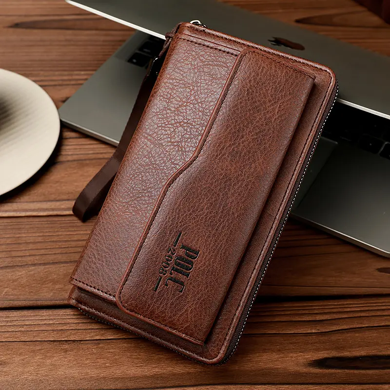 NEW Men's Wallet PU Leather Large Capacity Long Wallet for men Portable Card Holder High Quality Phone Coin Storage Handbag