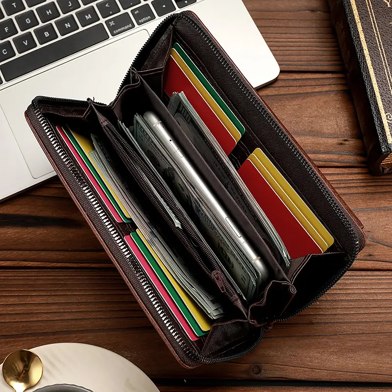 NEW Men's Wallet PU Leather Large Capacity Long Wallet for men Portable Card Holder High Quality Phone Coin Storage Handbag