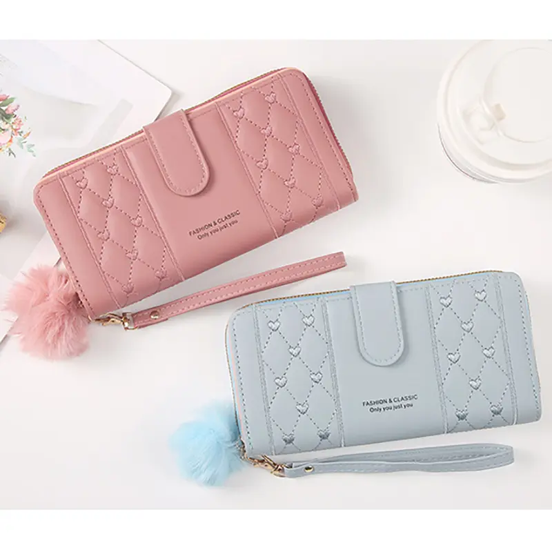 Women Long Wallet Pu Leather Card Holder Large Capacity Hasp Zipper Coin Purse Multi Card Organizer Cell Phone Wristlet Handbag
