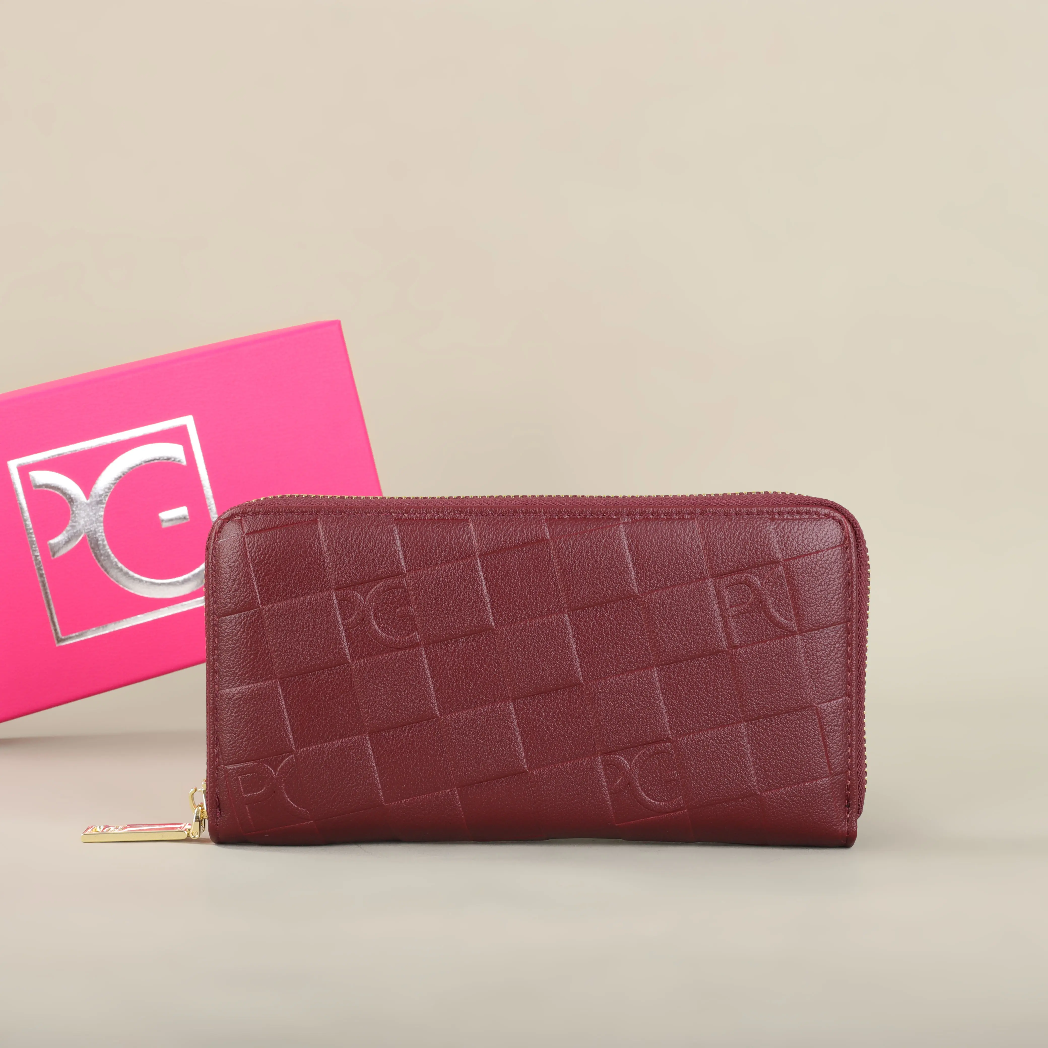 PG Women's Wallet Rectangular Card Holder Purse with Zipper for/Evening/Woman/Cellphone/Lady/Party