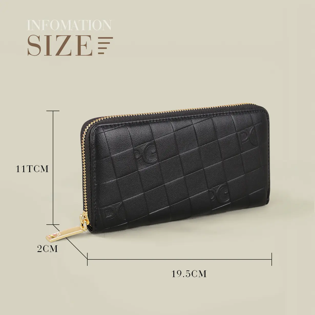 PG Women's Wallet Rectangular Card Holder Purse with Zipper for/Evening/Woman/Cellphone/Lady/Party