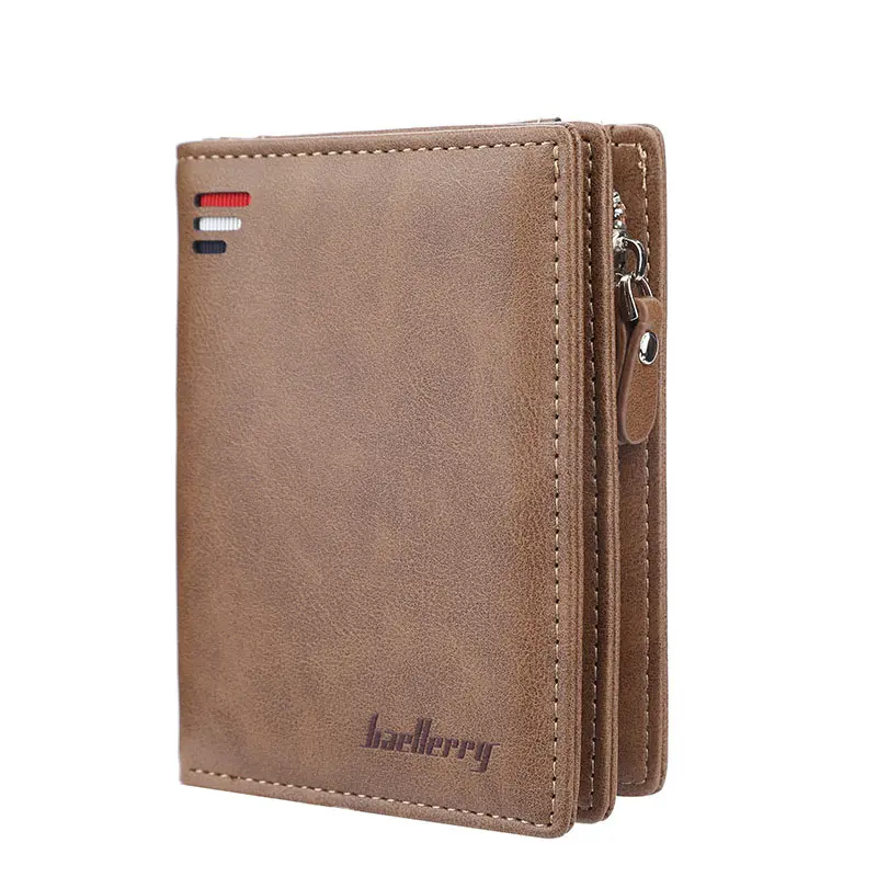 2025 New PU Leather Men Wallet High Quality Zipper Short Desigh Card Holder Money Clip Male Purse Vintage Coin Men Bifold Wallet