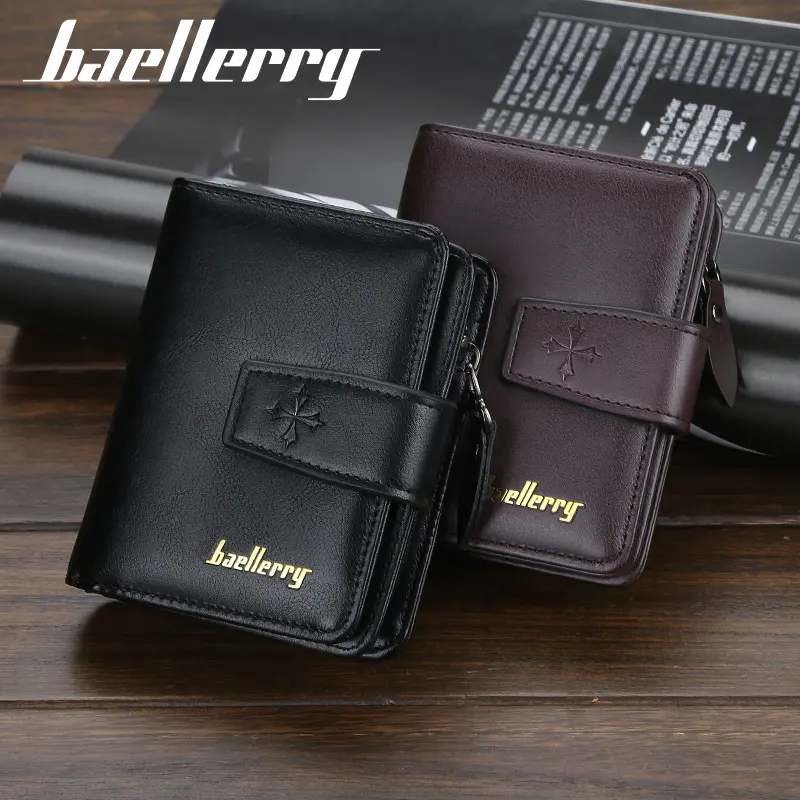 New Men Wallets Large Capacity Zipper Coin Pocket Soft PU Leather Male Purses High Quality Card Holder Men Wallets Carteria