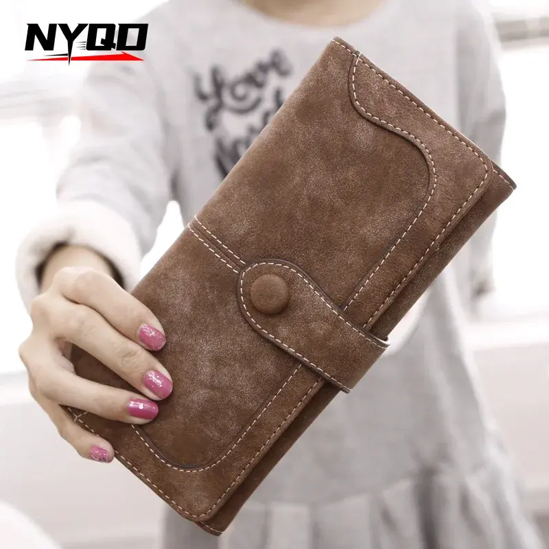 Vintage Elegant Multi Card Slot Women Long Money Clip Clutch Bag Ladies PU Leather Versatile Double Fold Credit Card Zero Wallet