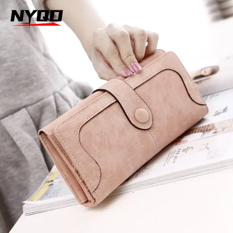 Vintage Elegant Multi Card Slot Women Long Money Clip Clutch Bag Ladies PU Leather Versatile Double Fold Credit Card Zero Wallet