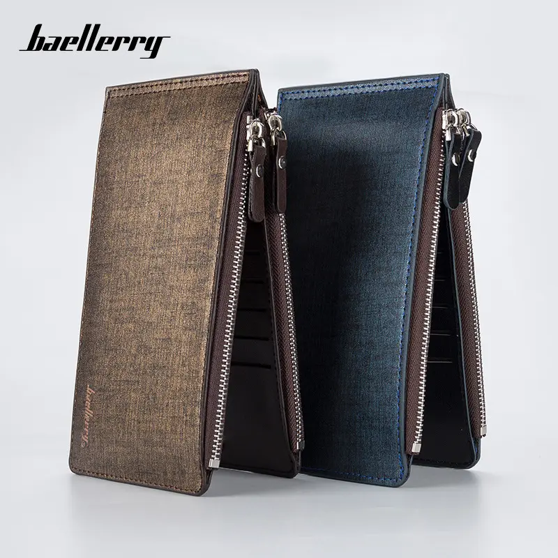 2024 New Men Wallets Long Free Name Customized 16 Card Holders Male Purse High Quality Zipper PU Leather Wallet For Men