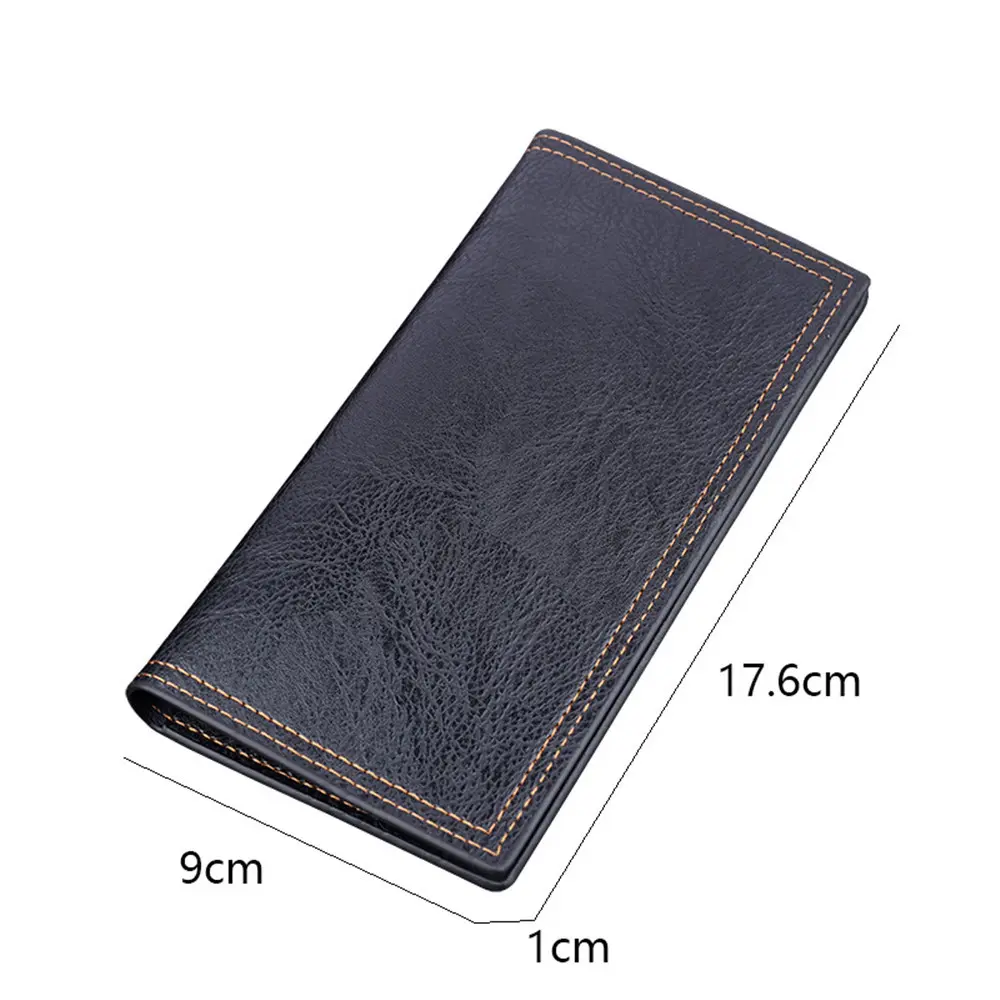 Men's Wallet Retro Long Clutch Bag PU Leather Thin Male Business Credit Card Holder Coin Purse Soild Color Money Clip Purses
