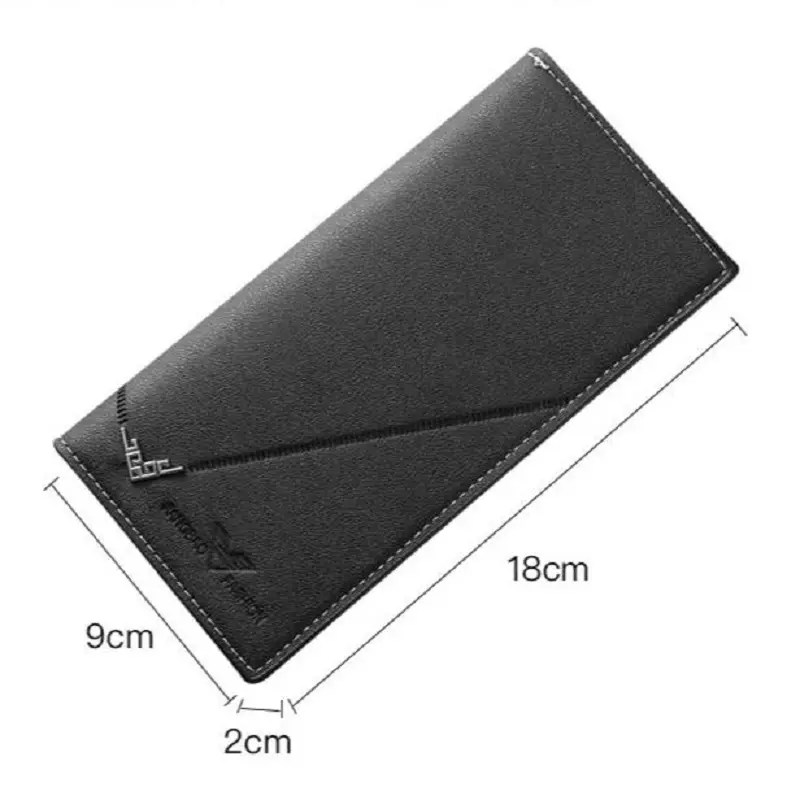 Men Long Wallet Leather Bifold Card Holder Wallet Slim Business Man Large Capacity Card Bag with Zipper Coin Pouch Clutch Purse