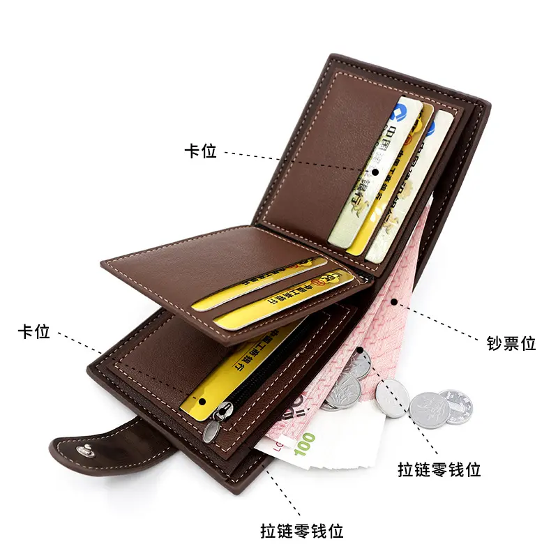 New Short Men Wallets Slim Card Holder PU Leather Short Male Wallet Small Photo Holder Tri-fold Bag Frosted Men's Purse