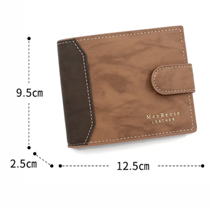New Short Men Wallets Slim Card Holder PU Leather Short Male Wallet Small Photo Holder Tri-fold Bag Frosted Men's Purse
