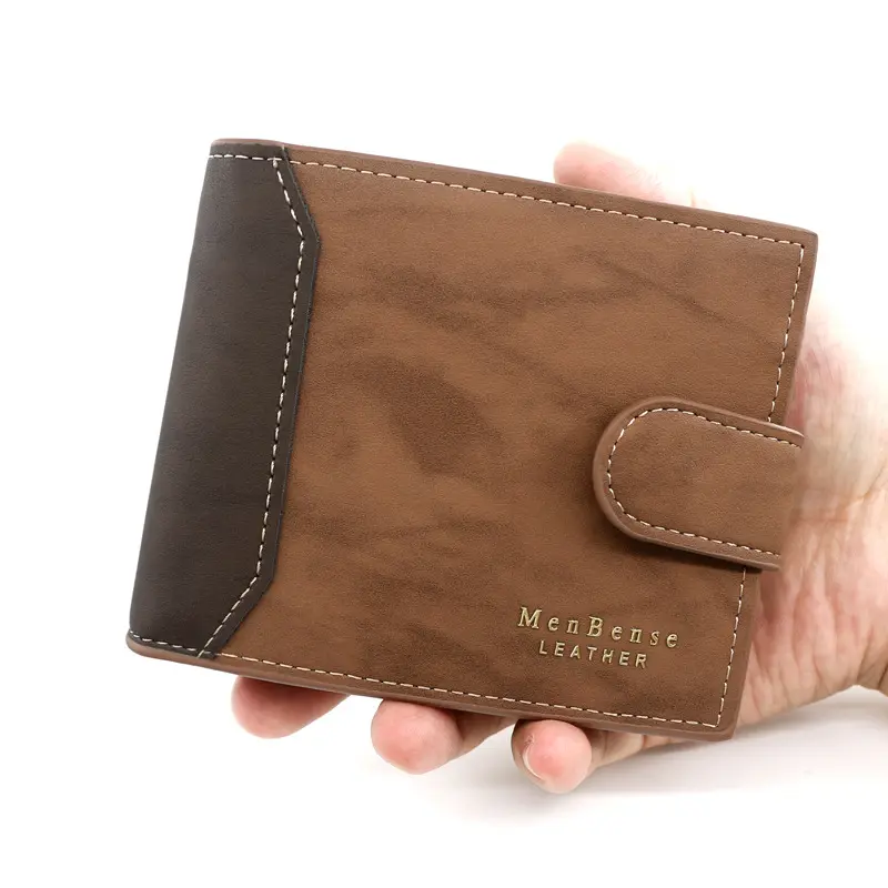 New Short Men Wallets Slim Card Holder PU Leather Short Male Wallet Small Photo Holder Tri-fold Bag Frosted Men's Purse