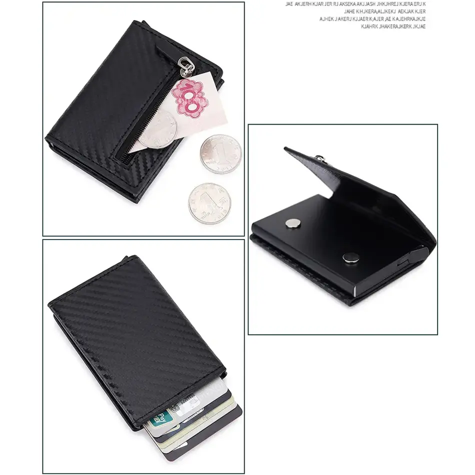 Magnet Rfid Blocking Card Holder Wallets Men Thin Slim Cartera Leather Coin Purse Small Male Black Walet Mini Wallets for Men