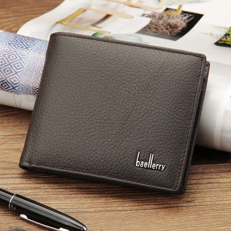 New Men Casual Purse European American Fashion Solid Leather Wallet for Male Cartera Hombre Card Wallets Light Thin High Quality