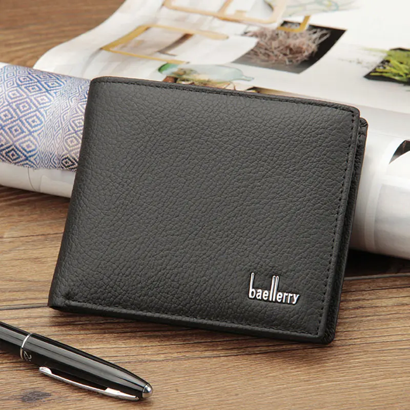 New Men Casual Purse European American Fashion Solid Leather Wallet for Male Cartera Hombre Card Wallets Light Thin High Quality
