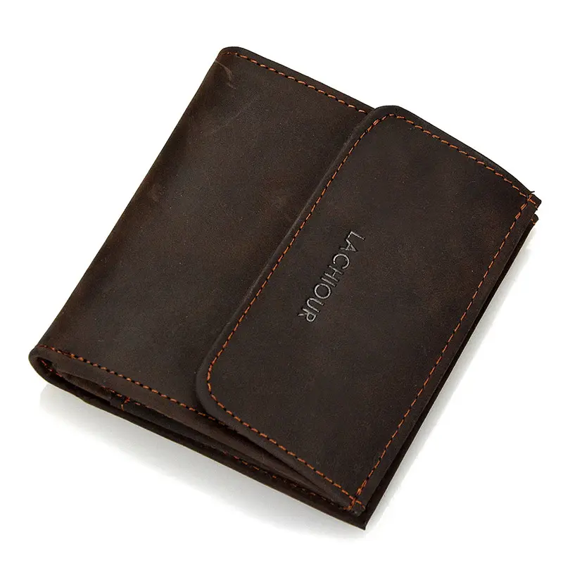Men Genuine Leather Purse Small Slim Pocket Wallet Male Bifold Card Holder Wallet for Coin Men's Money Bag