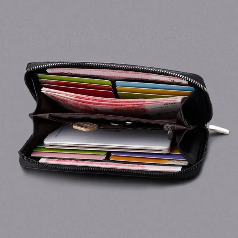 Men Long Purse Wallets Zipper Man Clutch Wallet Business Large Capacity High Quality Male Purse