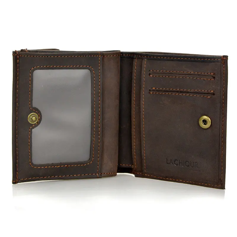 Men Genuine Leather Purse Small Slim Pocket Wallet Male Bifold Card Holder Wallet for Coin Men's Money Bag