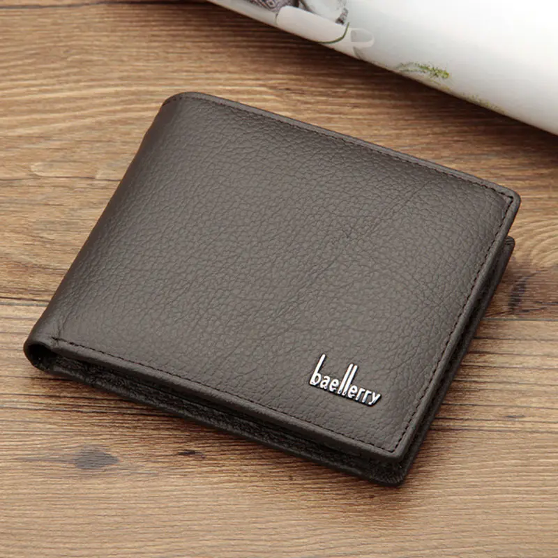 New Men Casual Purse European American Fashion Solid Leather Wallet for Male Cartera Hombre Card Wallets Light Thin High Quality