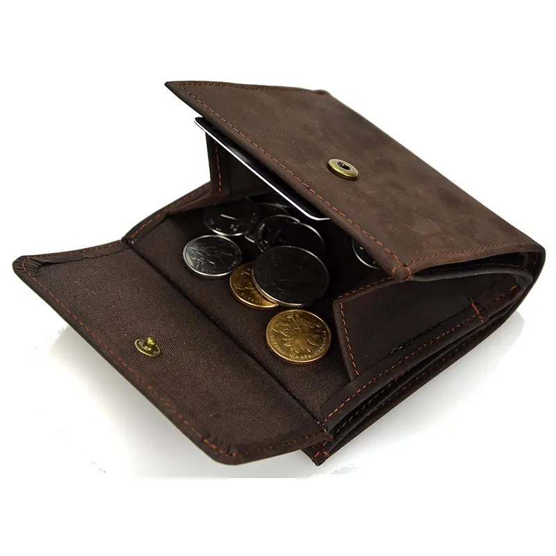 Men Genuine Leather Purse Small Slim Pocket Wallet Male Bifold Card Holder Wallet for Coin Men's Money Bag
