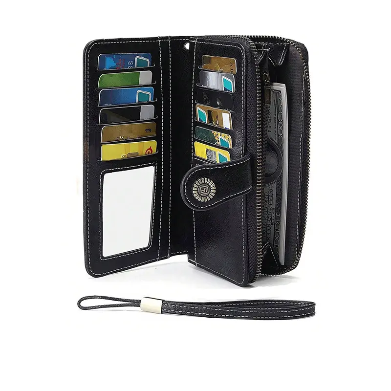 Fashion Women Wallet High Quality PU Leather Card Holder Multi-function Coin Purse Zipper Storage Bag Women's Long Wallets