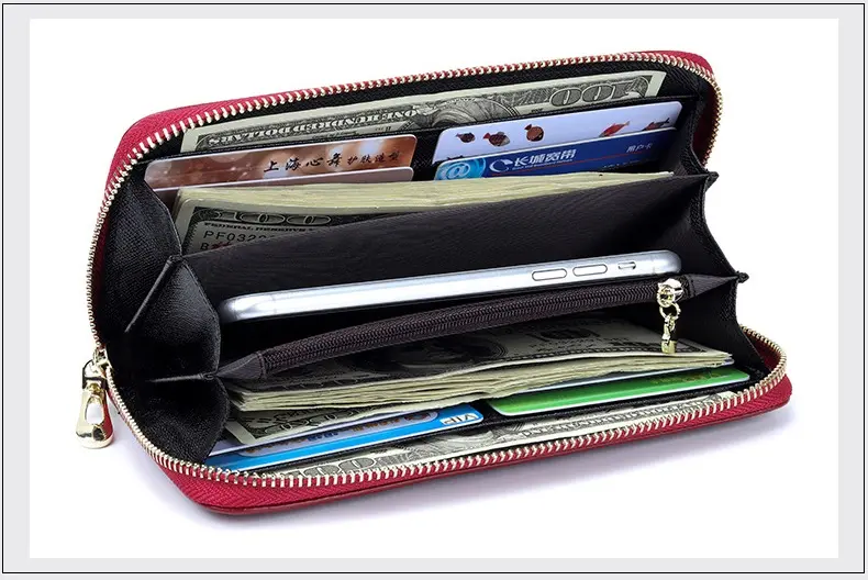 Flowers Women Wallet Genuine Leather Long Zip purses Wristlet Bag Big Capacity Lady Clutchs Cowhide Coin Purse Mobile phone bags