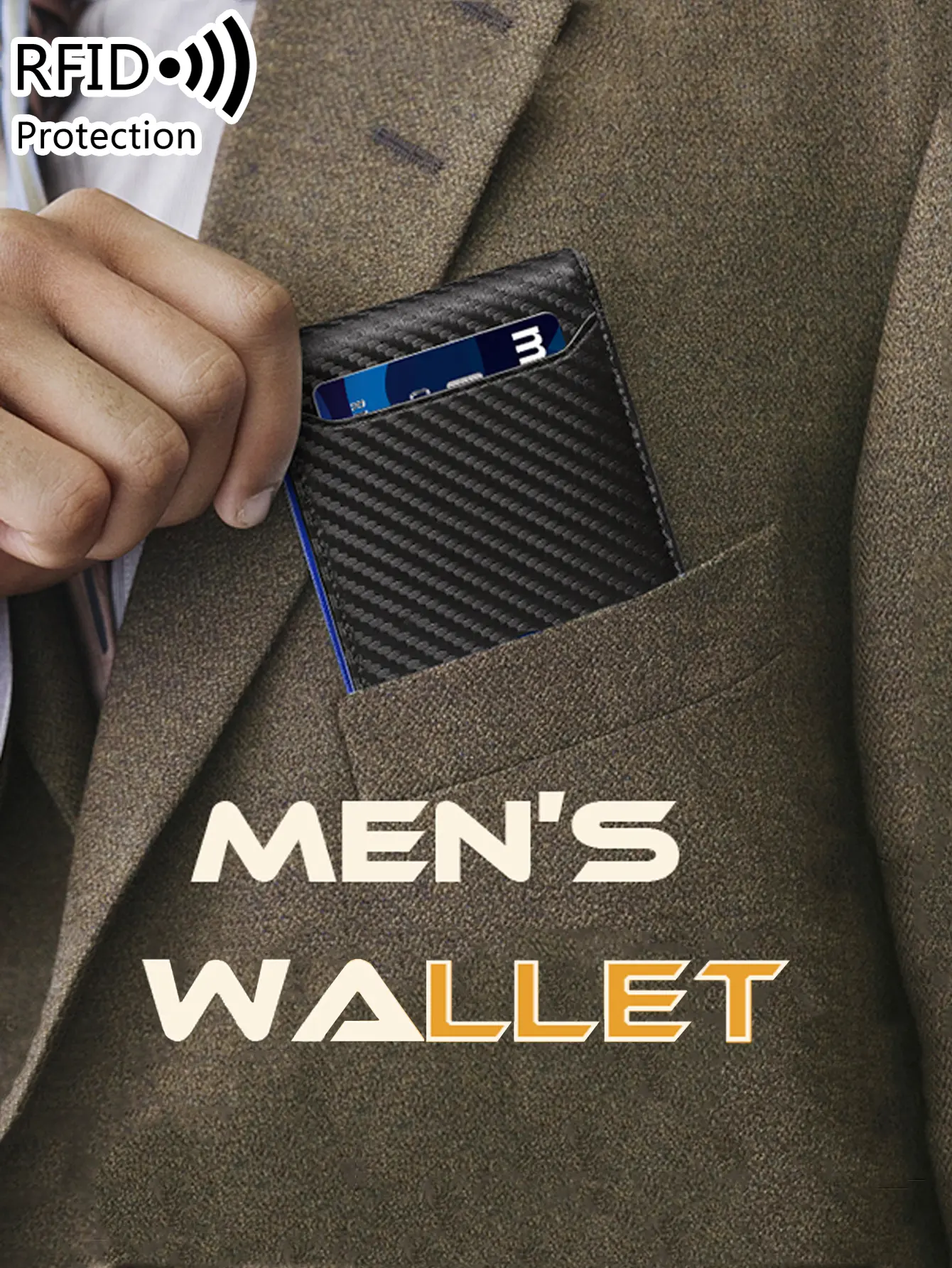 Minimalist and fashionable men's wallet RFID barrier multifunctional ultra-thin 11 card wallet foldable and portable for men's c