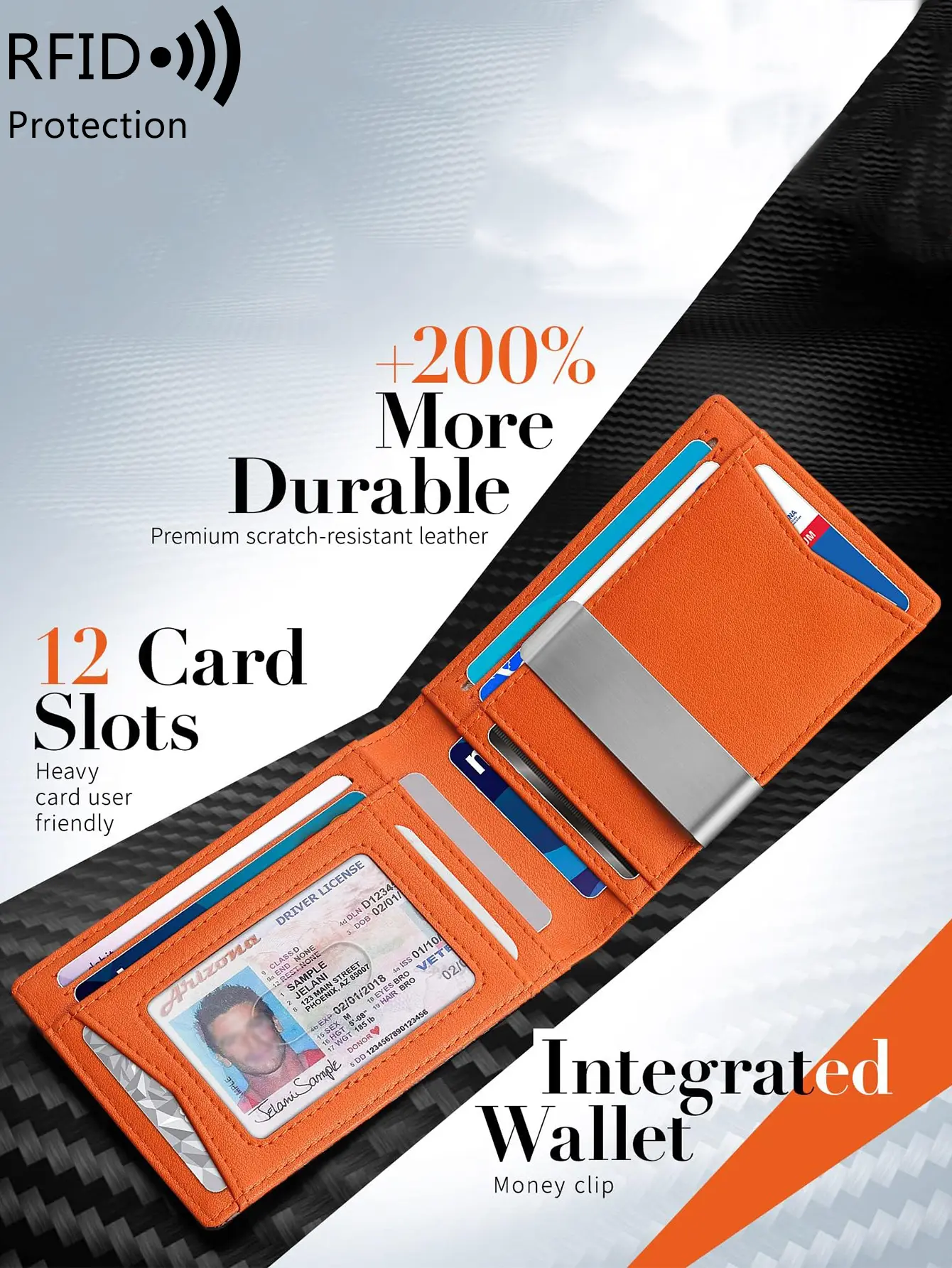 Minimalist and fashionable men's wallet RFID barrier multifunctional ultra-thin 11 card wallet foldable and portable for men's c