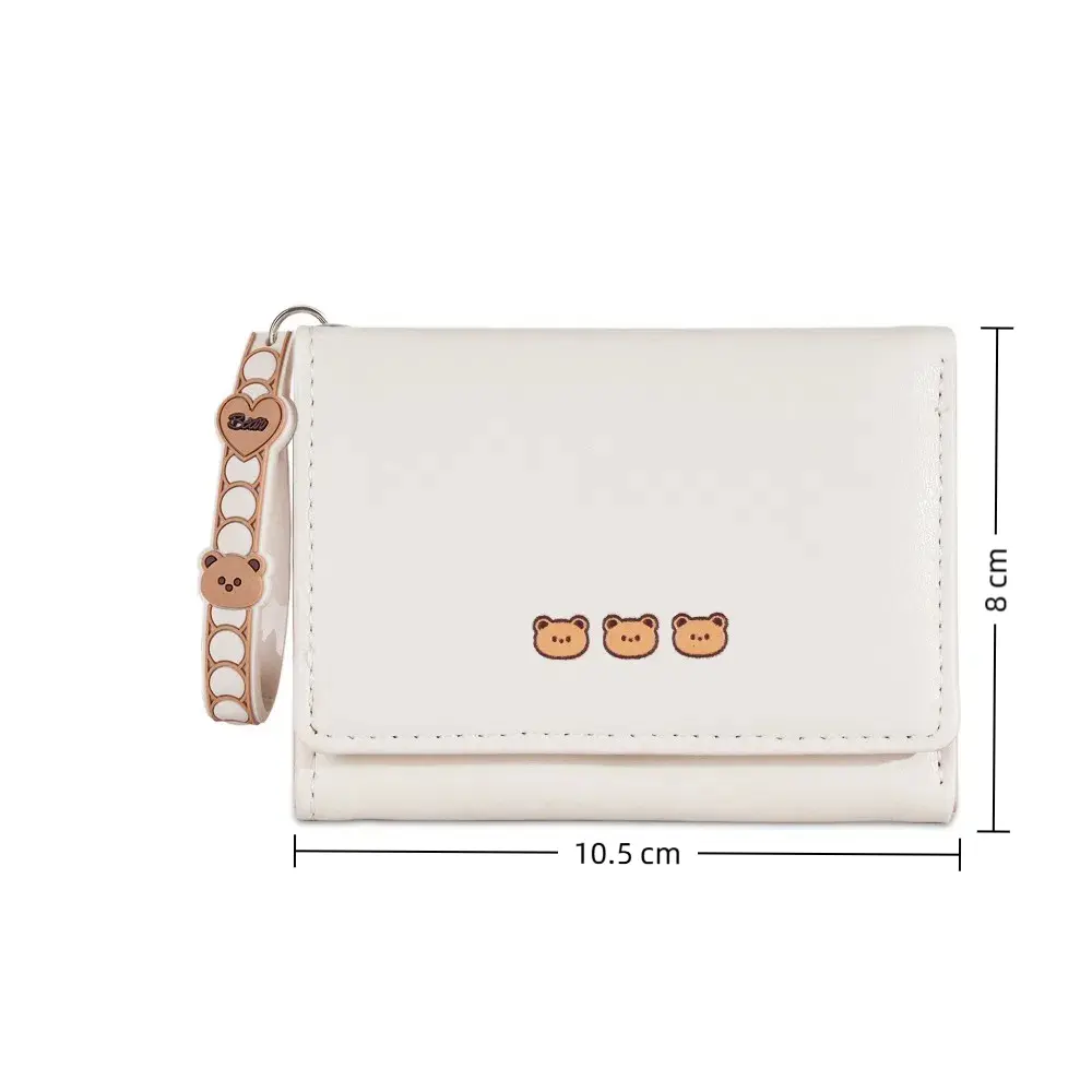 Sweet Cute Wallet For Women With Hand Strap Cartoon Bear Purse Card Wallet for Girl Portable Travel Cash Coin Photocard Bag