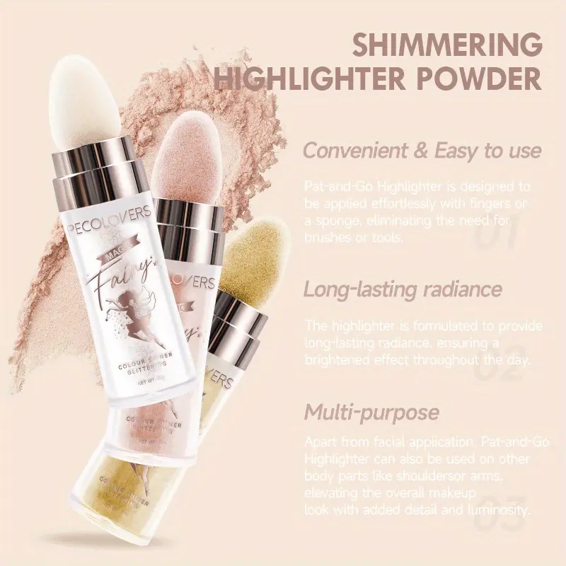 Fairy Powder Highlighter Stick, Shimmer Contour Blush Powder Contour Shading Glitter, Contour Brightening Makeup Highlighter