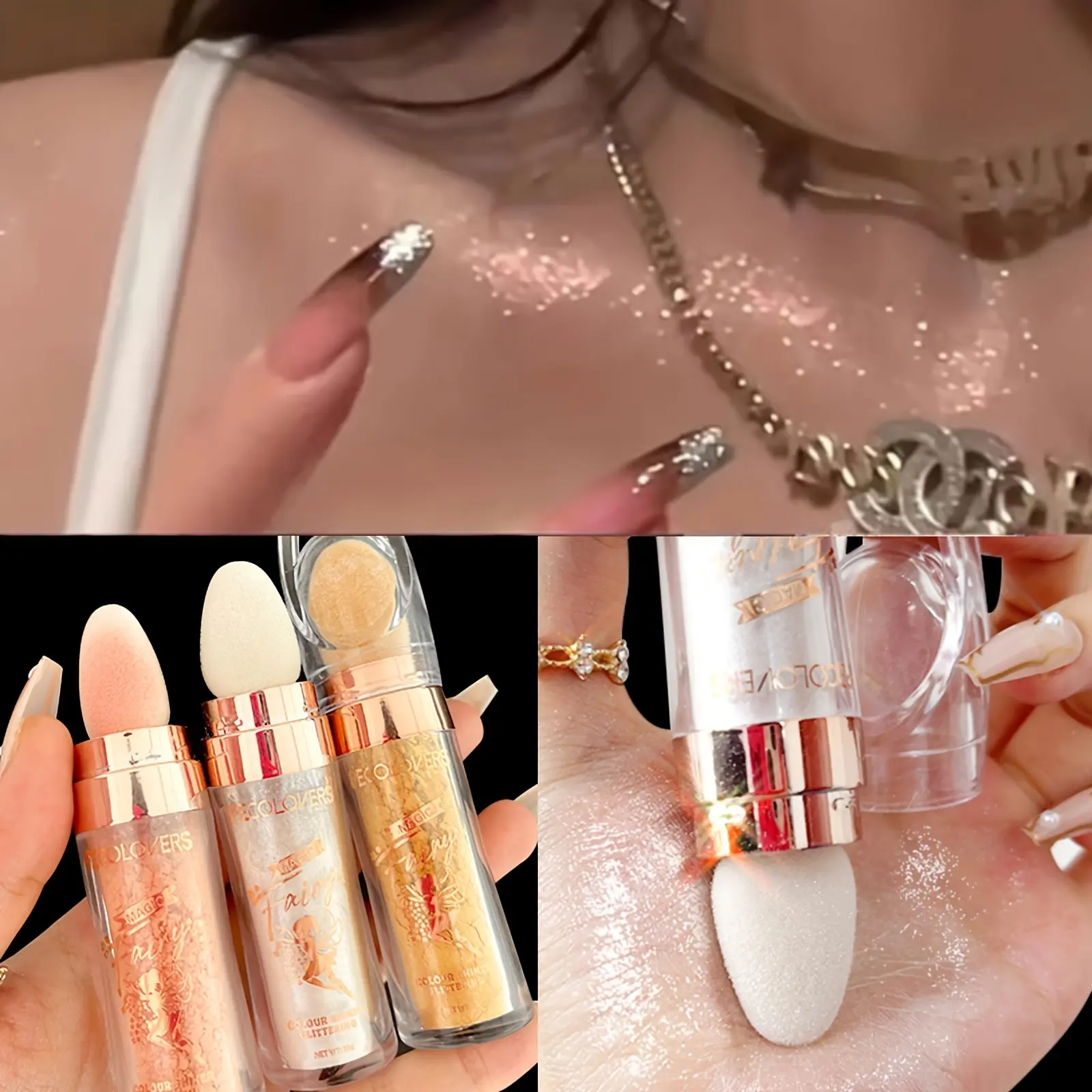 Fairy Powder Highlighter Stick, Shimmer Contour Blush Powder Contour Shading Glitter, Contour Brightening Makeup Highlighter