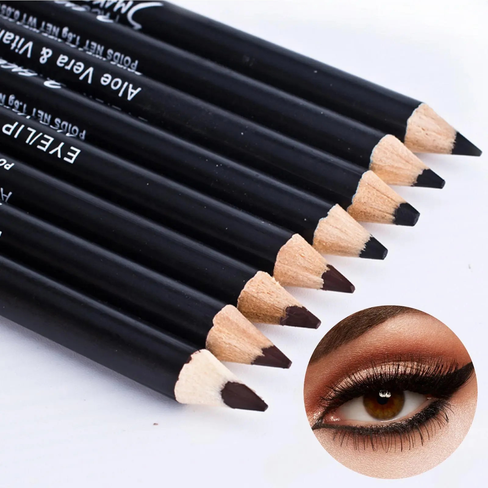 2pcs Long-Lasting Black Eyeliner & Brow Pencil Set Waterproof with Easy Application and Natural Finish Smooth Pen Beauty Tool