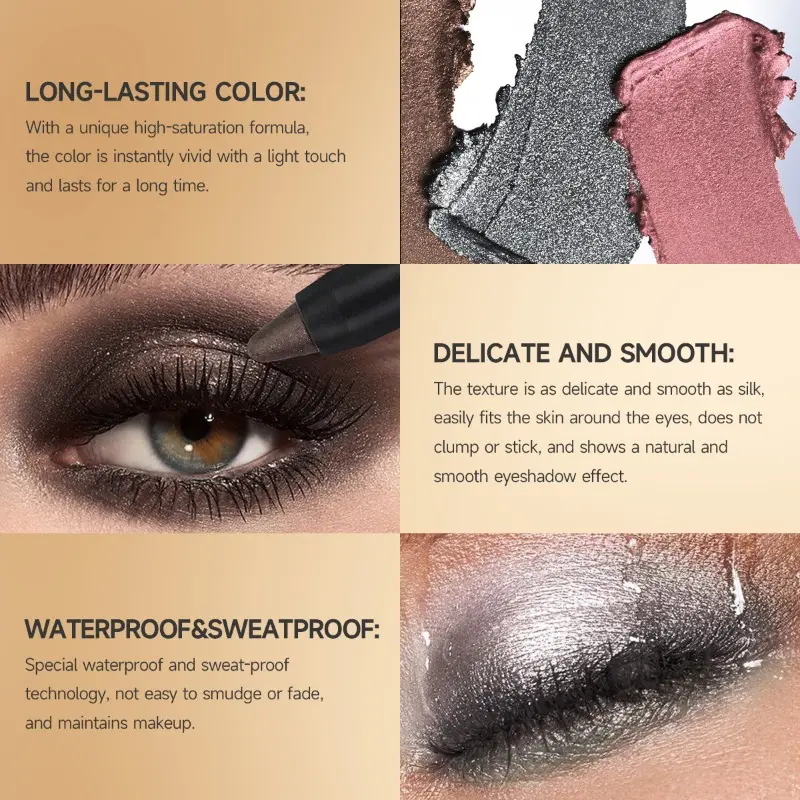 1pc Green Eyeshadow Stick Smoky Eyeshadow Pencil High Gloss Pearlescent Shadow Sticks Waterproof Stage Makeup