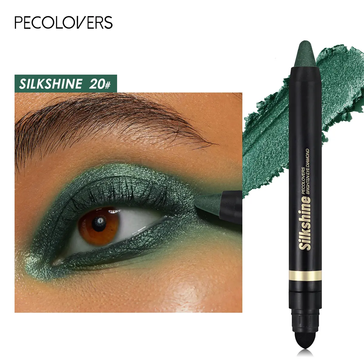 1pc Green Eyeshadow Stick Smoky Eyeshadow Pencil High Gloss Pearlescent Shadow Sticks Waterproof Stage Makeup