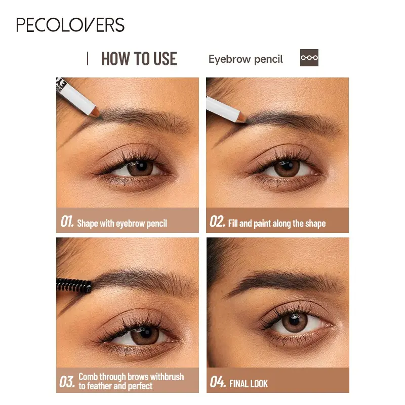 Black Double-ended Eyebrow Pencil Is Naturally Waterproof, Sweat-proof and Smudge-proof, Suitable for All Skin Colors