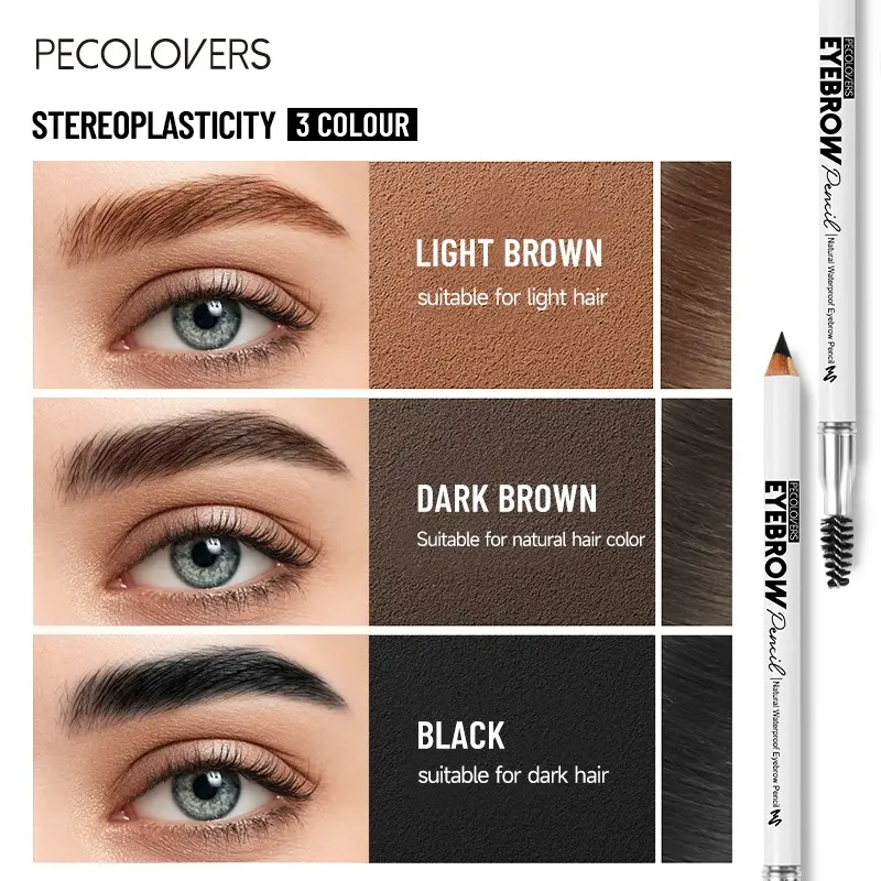 Black Double-ended Eyebrow Pencil Is Naturally Waterproof, Sweat-proof and Smudge-proof, Suitable for All Skin Colors