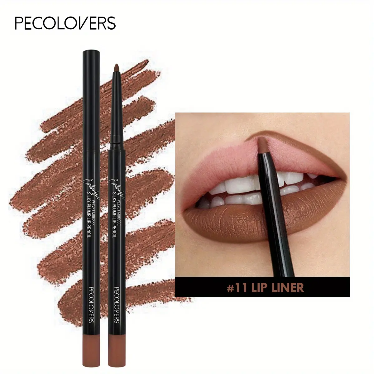 Waterproof Sweat-Proof Lipliner Crayon in Matte Chestnut Brown Versatile Lip Color Rendering for Enhanced Durability