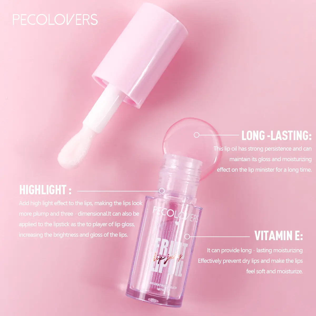 Peach Flavor Watery Clear Jelly Lip Oil Lip Balm Fruit Scent Moisturizing And Smoothing Lip Lines Jelly Pout Lip Gloss Glass Lip