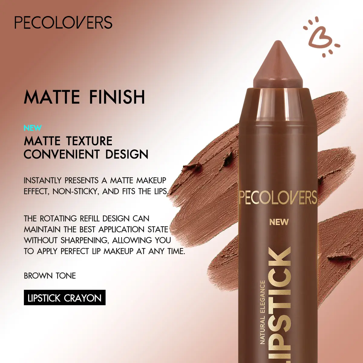 2In1 Matte Lipstick Pencil Waterproof Long Lasting Lip Brown Velvet Lip Liner Pen Lips Makeup Women Cosmetics