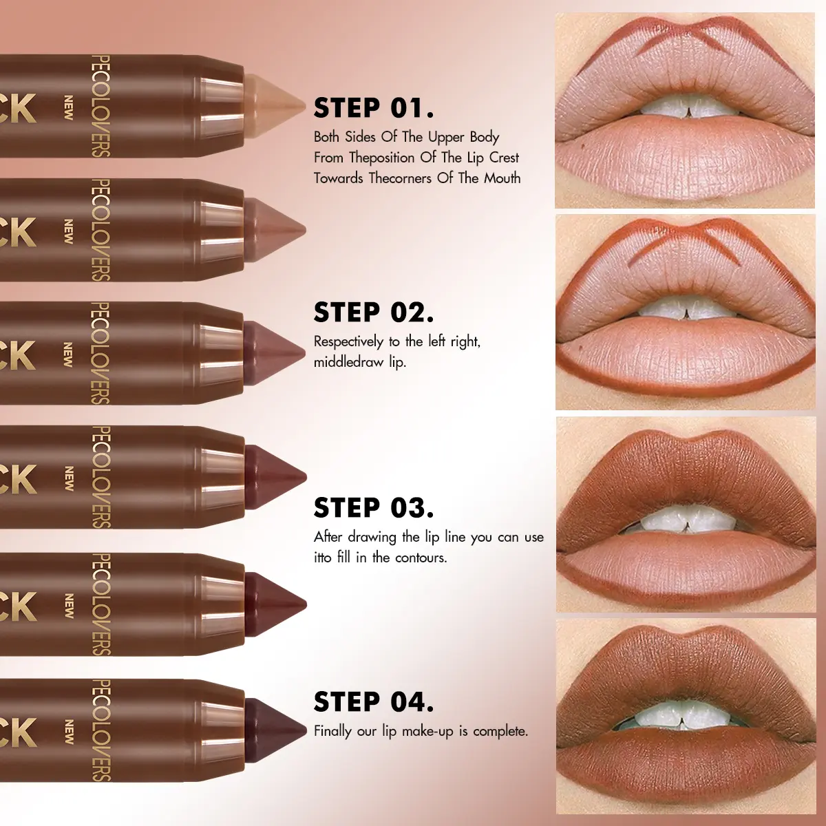 2In1 Matte Lipstick Pencil Waterproof Long Lasting Lip Brown Velvet Lip Liner Pen Lips Makeup Women Cosmetics